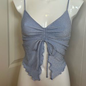 Baby Blue Glitter Festival Bellybutton Tank Top